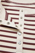 Striped Drop Shoulder Snap Front Henley Long Sleeve Top